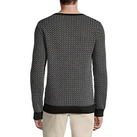 Wool-Blend Light Gauge Ringer Crewneck Sweater