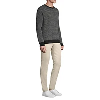 Wool-Blend Light Gauge Ringer Crewneck Sweater