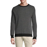 Wool-Blend Light Gauge Ringer Crewneck Sweater