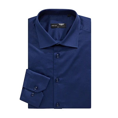 Solid Stretch Slim-Fit Satin Dress Shirt