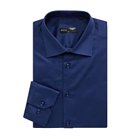Solid Stretch Slim-Fit Satin Dress Shirt
