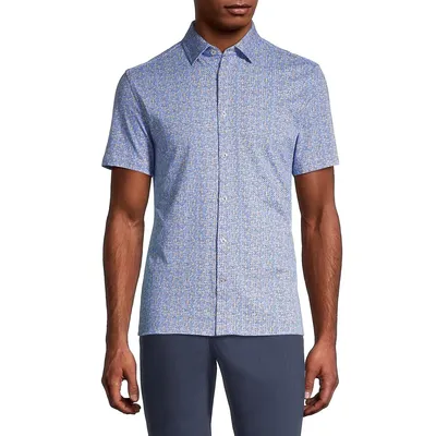 Multicolour Stretch-Jersey Short-Sleeve Shirt