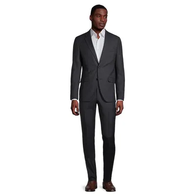 Slim-Fit Tonal Check Wool Suit