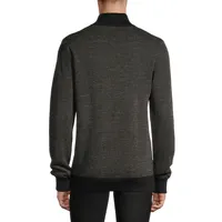 Wool-Blend Light Gauge Mockneck Henley Sweater