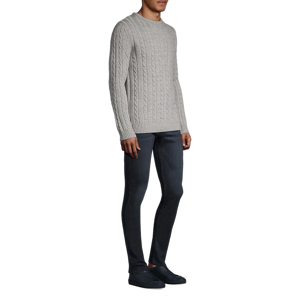 Wool-Blend Cable-Knit Crewneck Sweater