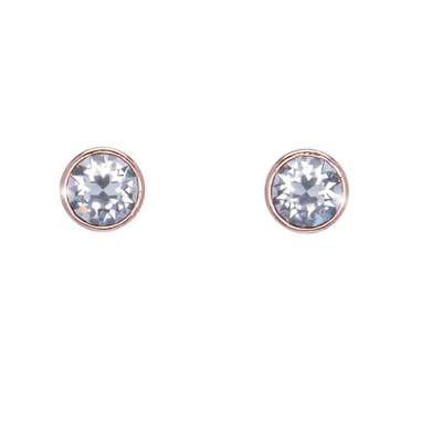 Rose Gold Tone Clear Circular Stud Earrings With Heritage Precision Cut Crystals