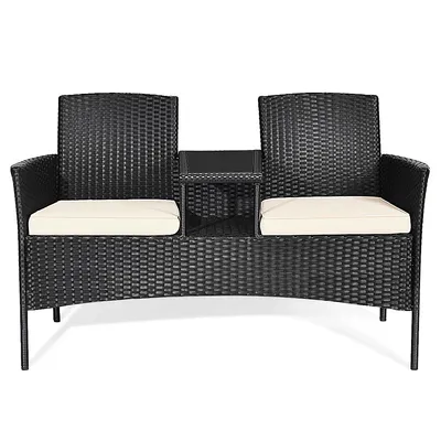 One Piece Rattan Sofa Set Garden Lawn Conjoined Cushioned Seat Furniture