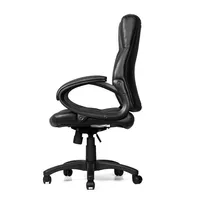Mid Back Bonded-leather Office Chair With Armrest, Computer Desk Basic Chair, Black