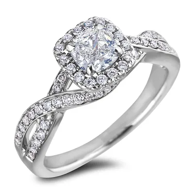 18k White Gold 0.87 Cttw Forevermark Certified Diamond Halo Ring