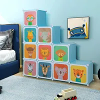 12-cube Kids Wardrobe Baby Dresser Bedroom Armoire Clothes Hanging Closet With Door
