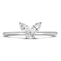10k White Gold 0.37 Cttw Diamond Butterfly Stackable Ring