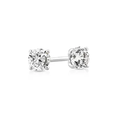 0.50 Carat Tw Diamond Solitaire Stud Earrings In 18kt White Gold
