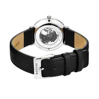 Ladies Ultra Slim Stainless Steel Watch In Silver/black