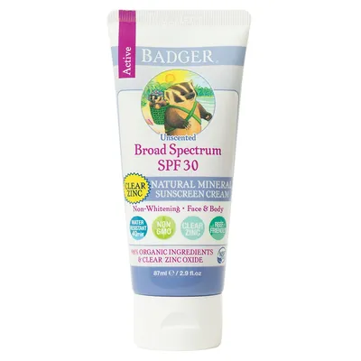 SPF 30 Clear Zinc Sunscreen Cream - Unscented