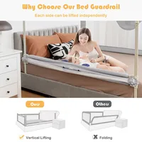 57" Bed Rails For Toddlers Vertical Lifting Baby Bedrail Guard With Lock