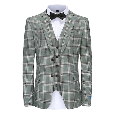 Men's Slim-fit 3pc Glen Plaid Suit