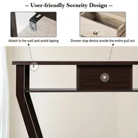 Modern Sofa Accent Table W/drawer Entryway Hallway Hall Gray Brown