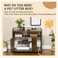 Hidden Cat Litter Box Enclosure W/ Scratching Pad, Storage