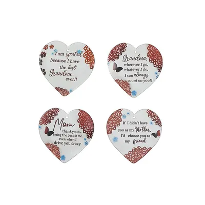 Ceramic Heart Wall Hanger Mom/grandma Asstd - Set Of 4