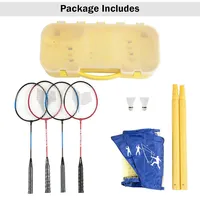 Portable Badminton Set Folding Tennis Badminton Volleyball Net W/ Stands Case