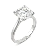 14k White Gold And Cushion-cut Created Moissanite Solitaire Ring