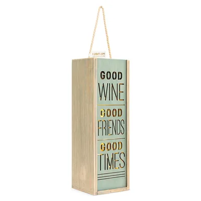Uncork & Unwind Good Wine & Good Friends Wooden Lantern