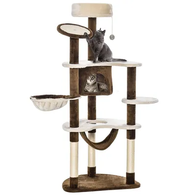 Cat Tree Scratching Tower Condo With Hammock Post