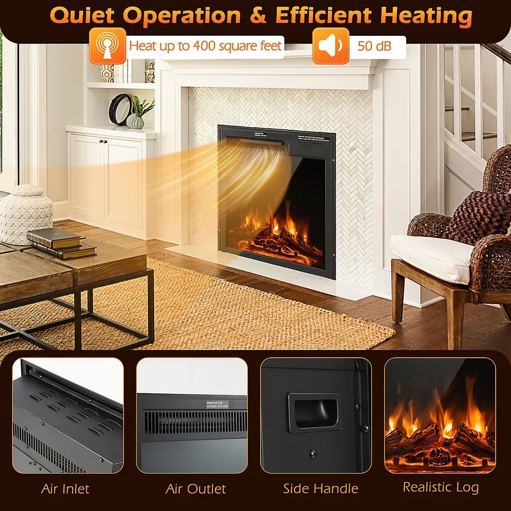 Costway 22.5 Electric Fireplace Heater Inserts Recessed Ultra Thin Log  Flame 1500w | Southcentre Mall
