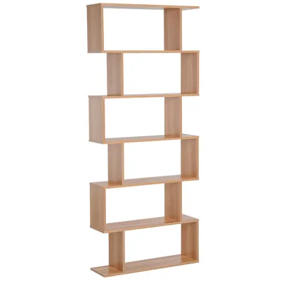 6-tiers Wooden Bookcase S Shaped