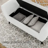 Upholstered Storage Bench With Arms, Modern Ottoman Bench