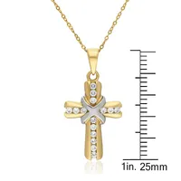 10kt 18" Cross With Cubic X Centre Necklace