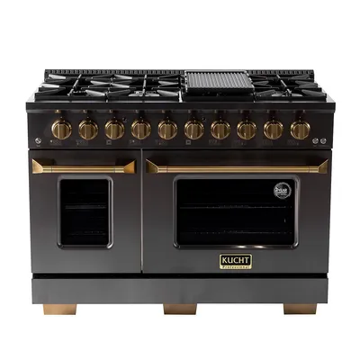 Gemstone Pro-Style 48 In. 6.7 Cu. Ft. Dual Fuel Range for Natural Gas & Two Ovens - One Convection - In Titanium Stainless Steel