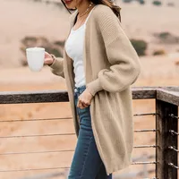Women's Sand Purl Knit Open-front Cardigan