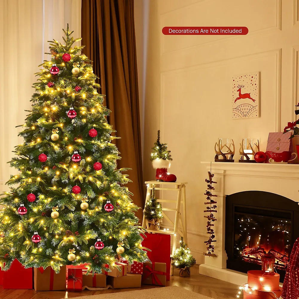 Costway 8ft Pre-Lit Hinged Christmas Tree with Remote Control & 9 Lighting Modes