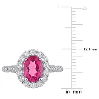 2 Ct Tgw Pink And White Topaz Diamond Accent Halo Ring 10k Gold