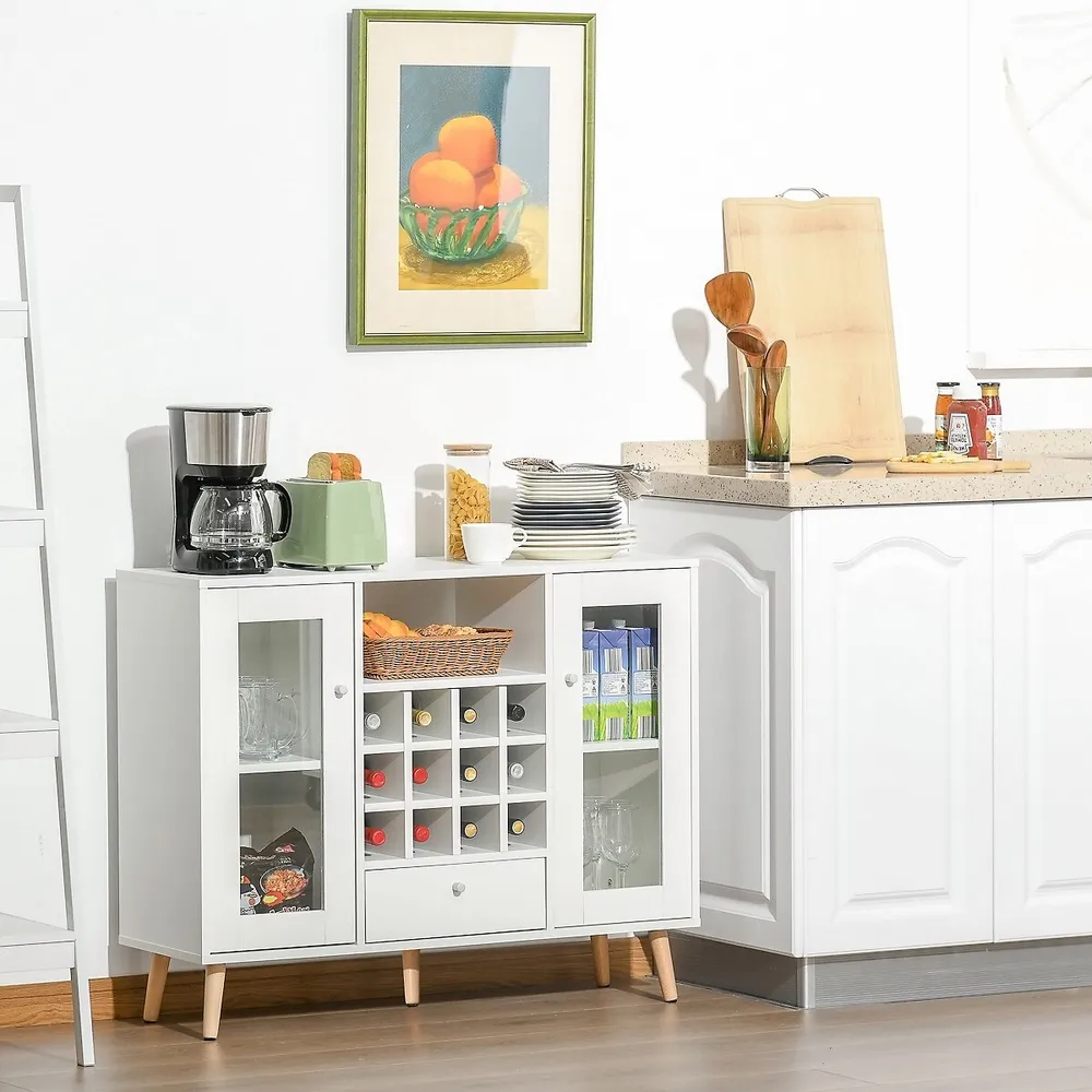 Kitchen Sideboard Storage Cabinet With Drawer, Wine Rack