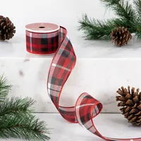 Northlight Red and Black Plaid Wired Craft Christmas Ribbon 2.5 x 10 Yards