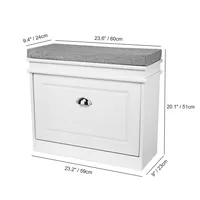 Hallway Storage Bench Entryway Shoe Cabinet With Flip-drawer And Seat Cushion