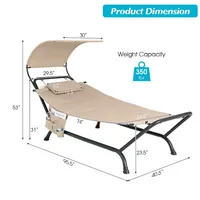 Patio Hanging Chaise Lounge Chair With Canopy, Cushion, Pillow & Storage Bag