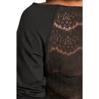 Curvy Women's Plus Lace Ponte Pullover Neck Sweatshirt