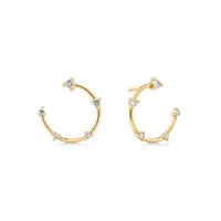 Diamond Studded Open Hoop Earrings In 10kt Yellow Gold