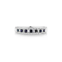 Ring With Sapphire & 0.29 Carat Tw Of Diamonds In 10kt White Gold