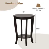 2-tier End Table Round Compact Sofa Side Nightstand With Storage Shelf