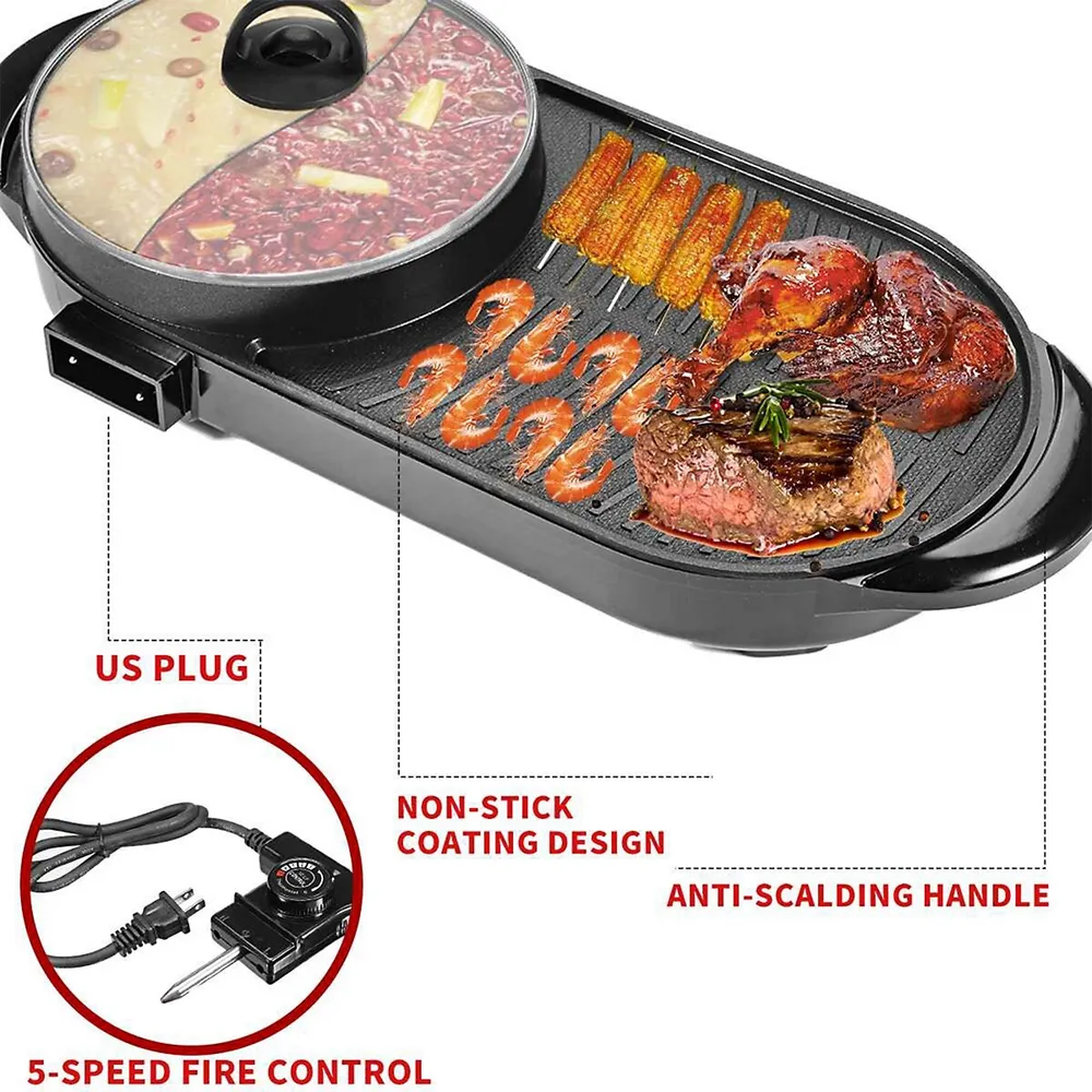 Costway Electric BBQ Grill 1350W Non-stick 4 Temperature Setting Outdoor  Garden Camping 