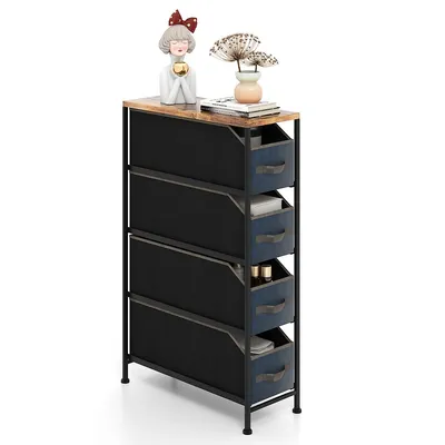 Vertical Narrow Dresser Organizer Closet Storage Cabinet With Foldable Drawers