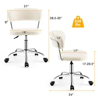 Computer Desk Chair Adjustable Sherpa Office Chair Swivel Vanity Chair White