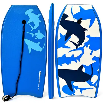Lightweight Super Bodyboard Surfing W/leash Eps Core Boarding Blue Shark