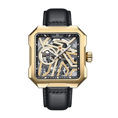 Campbell Leather-band Skeleton Watch
