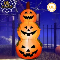 5 Ft Halloween Inflatable 3-pumpkin Stack Blow Up Pumpkin Ghost Yard Decoration
