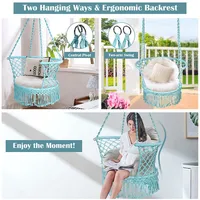 Hanging Hammock Chair Cotton Rope Macrame Swing Indoor Outdoor